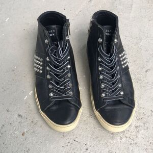 Leather Crown Studded Sneakers